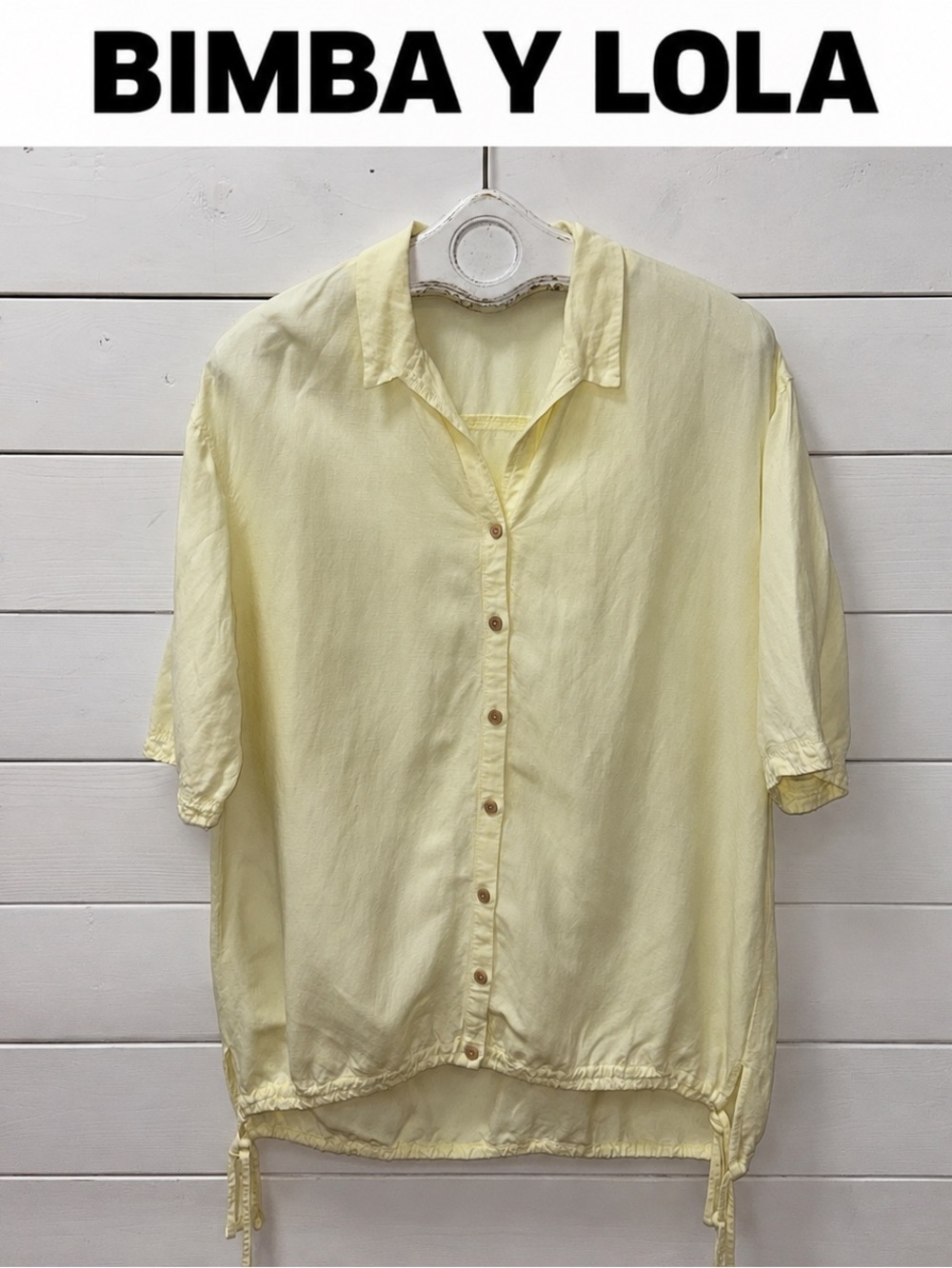 Bimba y Lola Oversized Yellow Linen Shirt – Size Medium